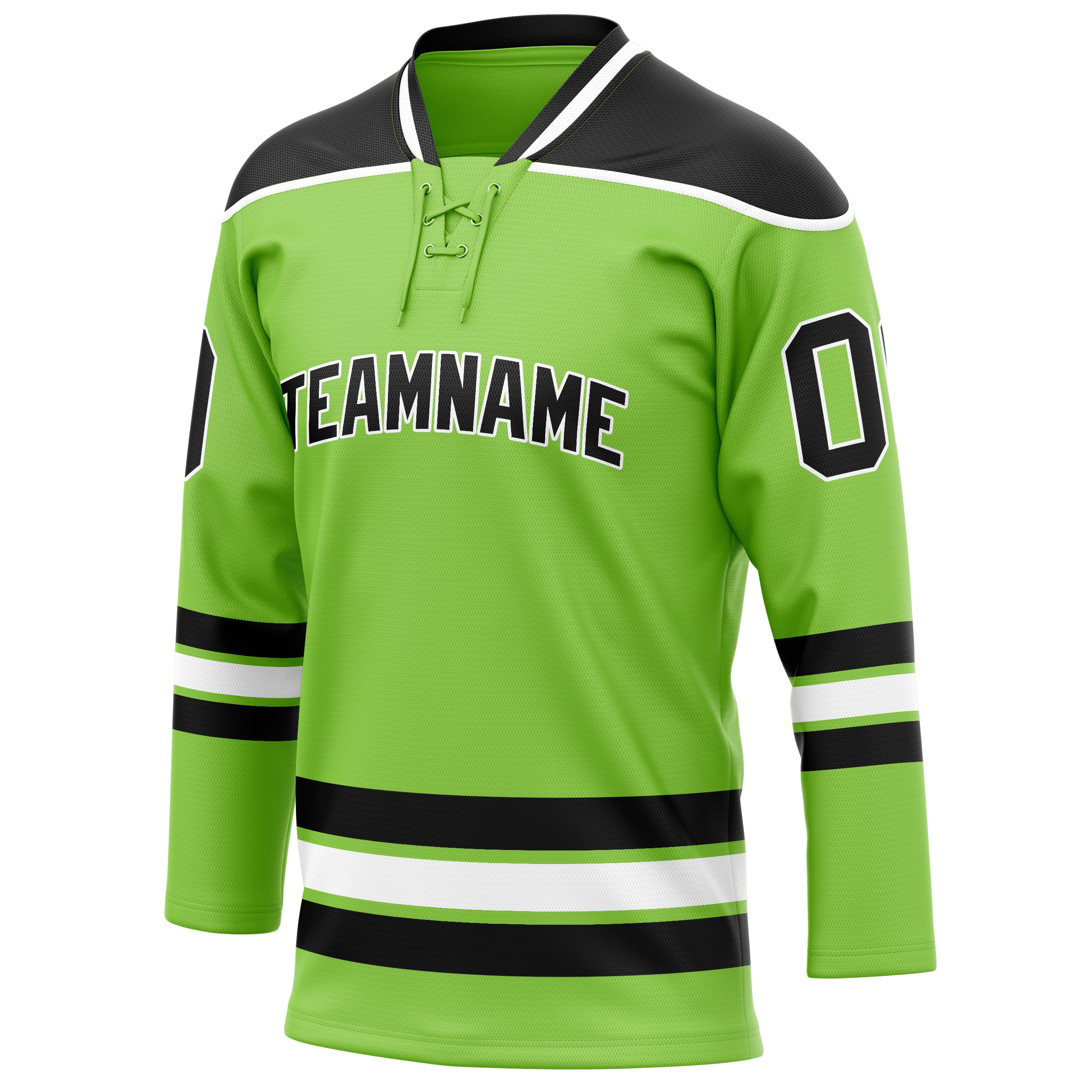 Personalized Neon & Green Black Solid Colour Hockey Jersey