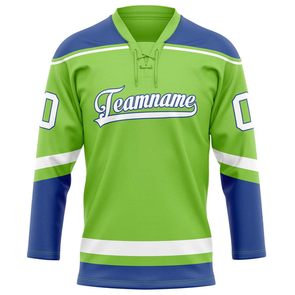 Personalized Neon & Green Royal Solid Colour Hockey Jersey