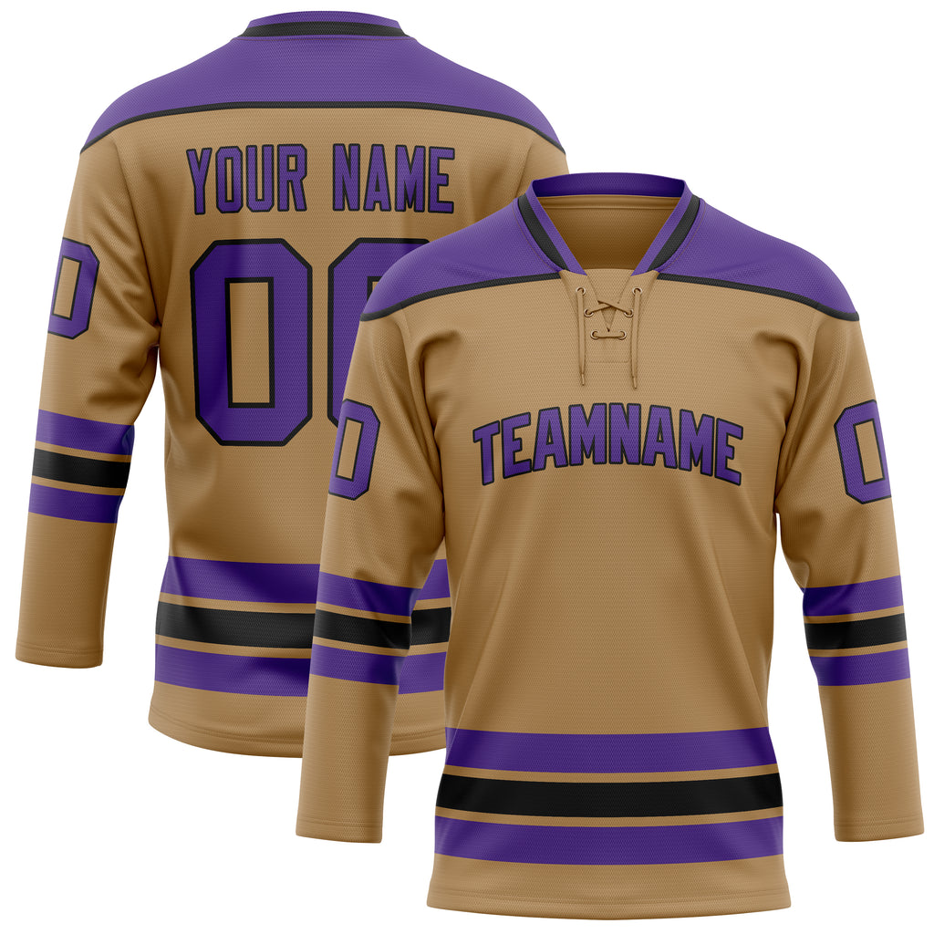 Personalized Old & Gold Purple Solid Colour Hockey Jersey