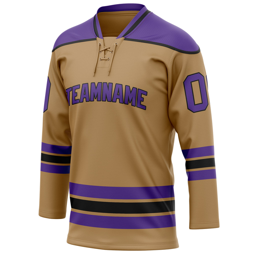 Personalized Old & Gold Purple Solid Colour Hockey Jersey