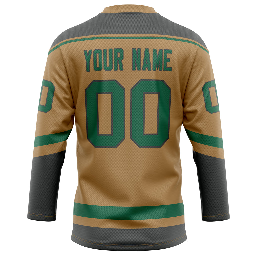 Personalized Old & Gold Gray Solid Colour Hockey Jersey