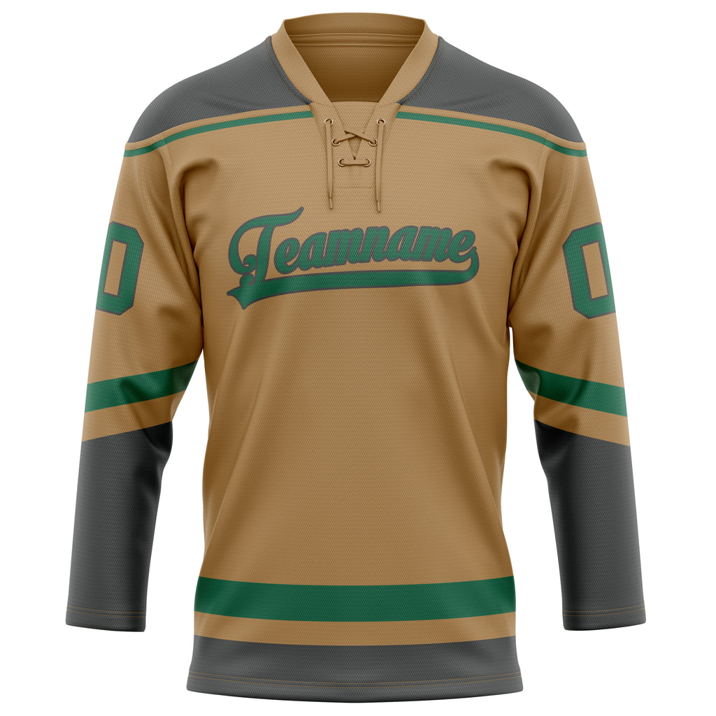 Personalized Old & Gold Gray Solid Colour Hockey Jersey