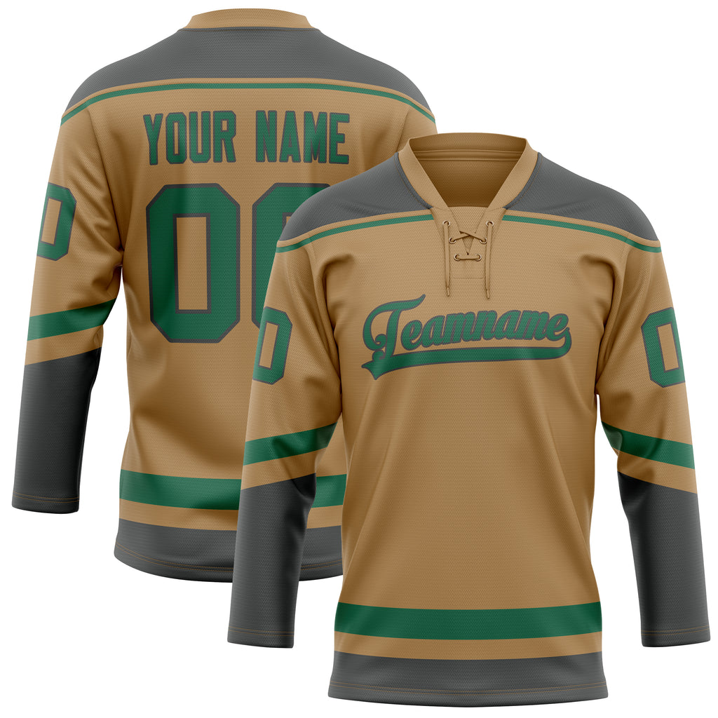 Personalized Old & Gold Gray Solid Colour Hockey Jersey