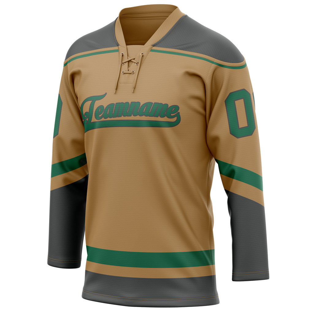 Personalized Old & Gold Gray Solid Colour Hockey Jersey