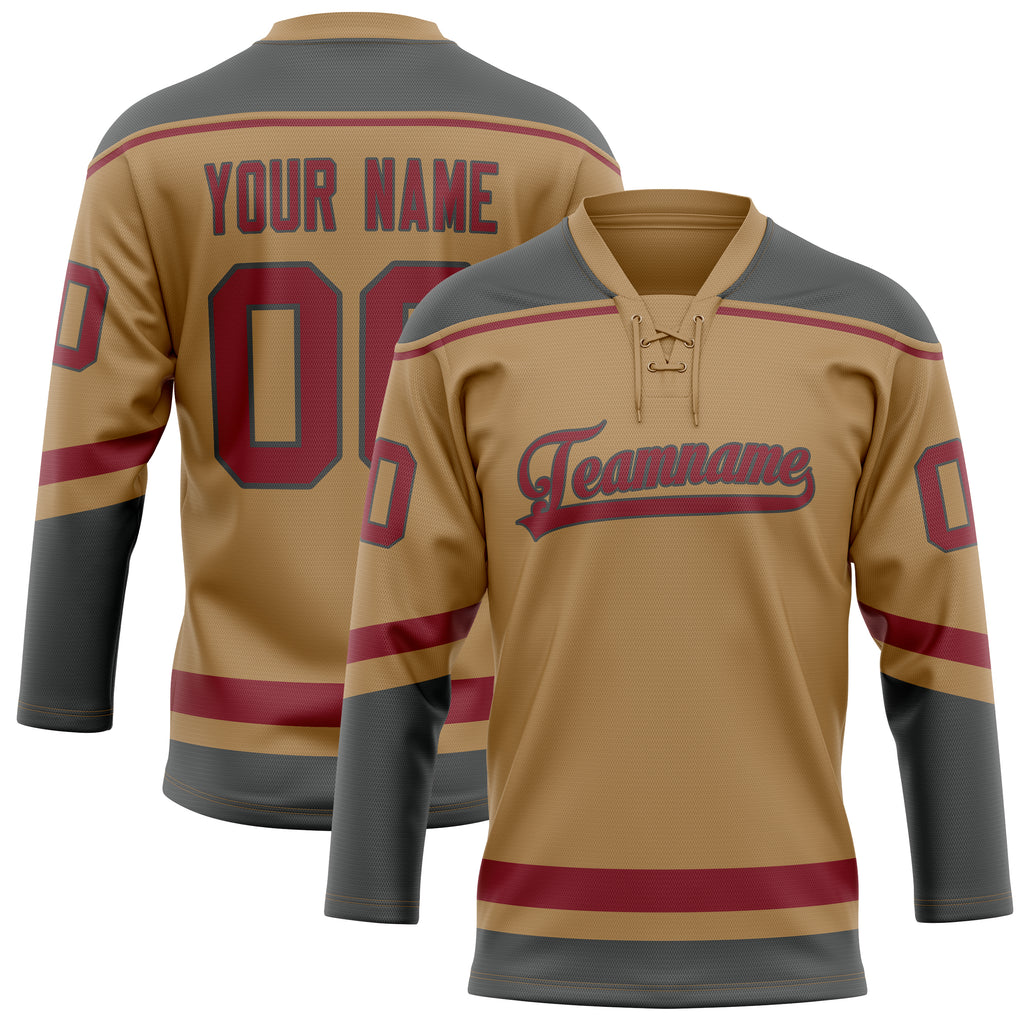 Personalized Old & Gold Crimson Solid Colour Hockey Jersey
