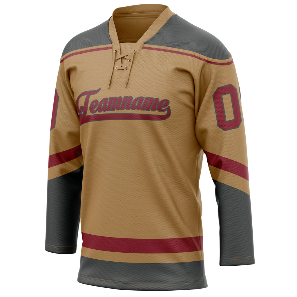 Personalized Old & Gold Crimson Solid Colour Hockey Jersey