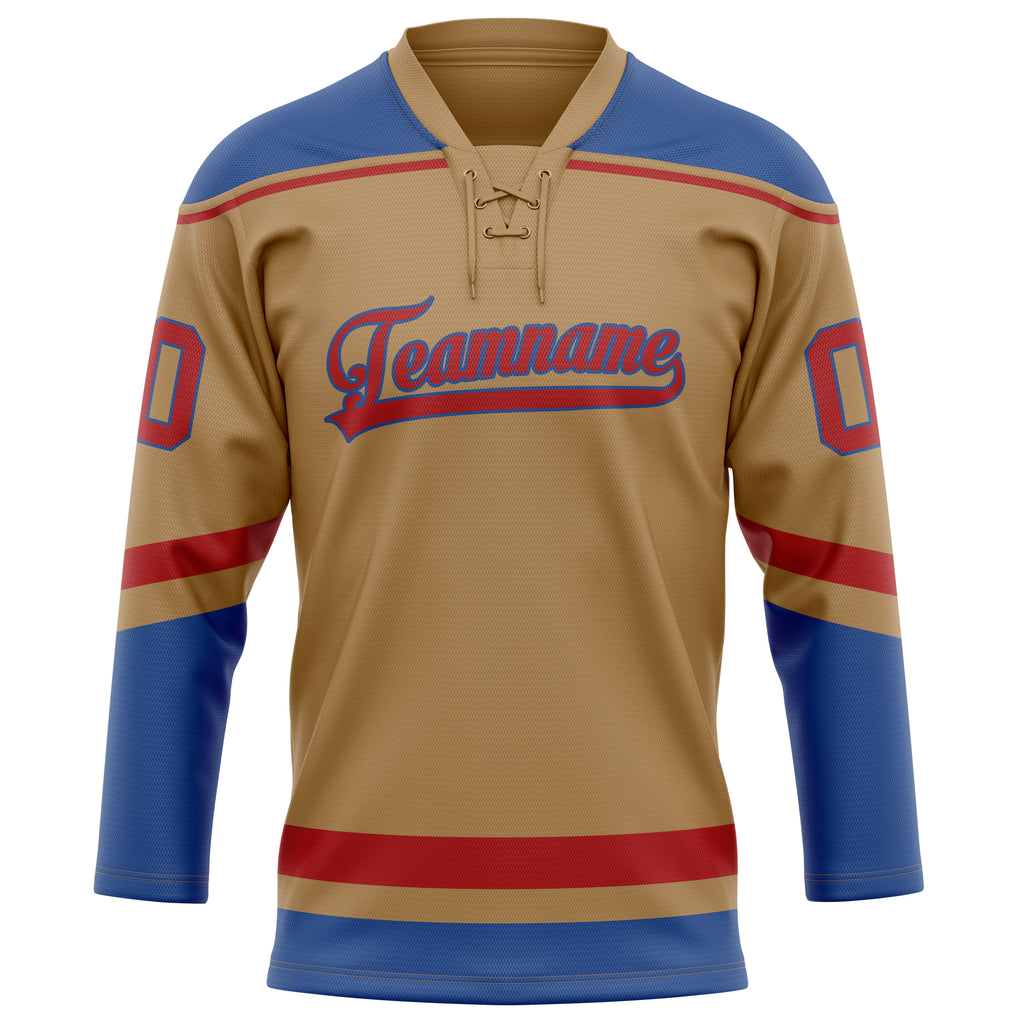 Personalized Old & Gold Royal Solid Colour Hockey Jersey