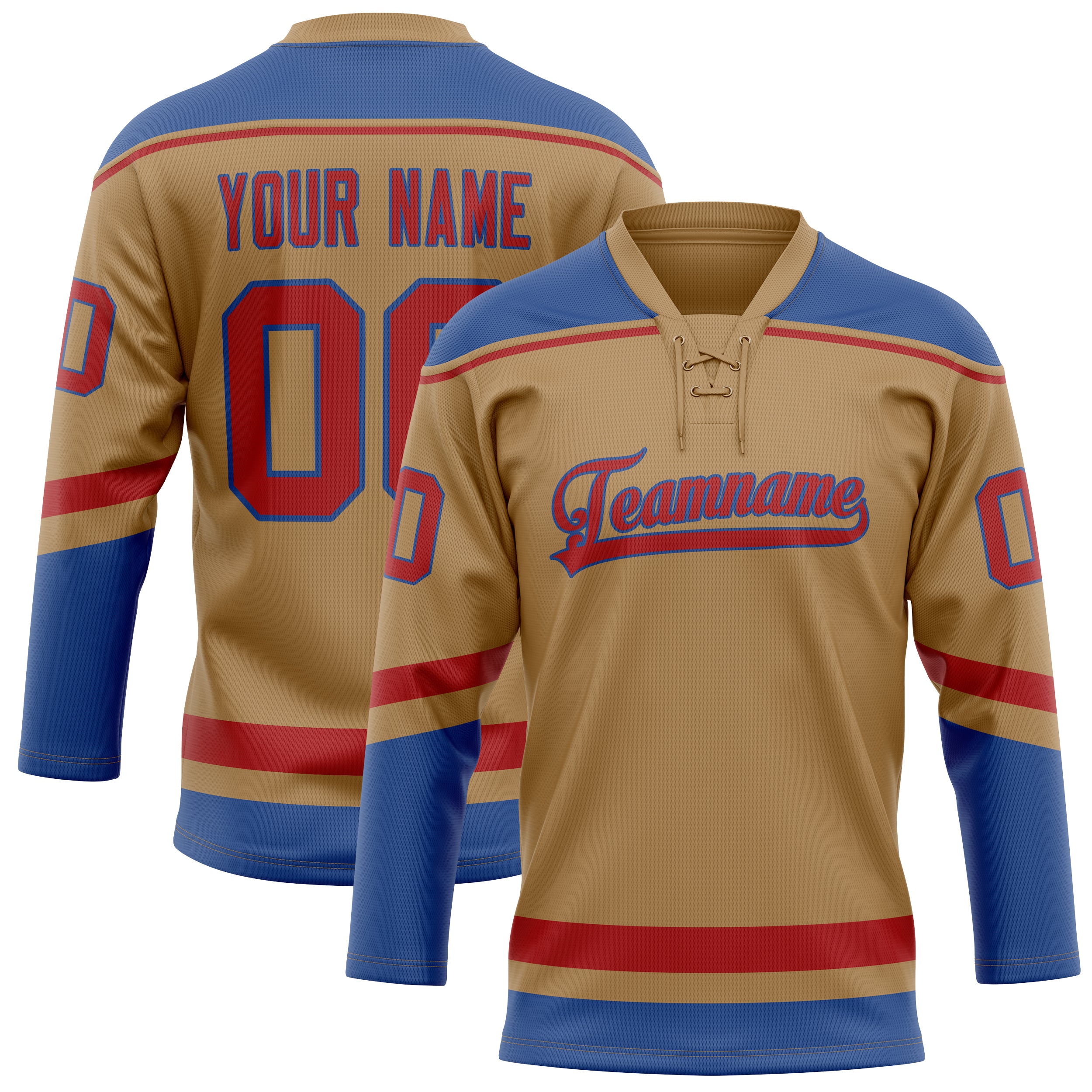 Personalized Old & Gold Royal Solid Colour Hockey Jersey