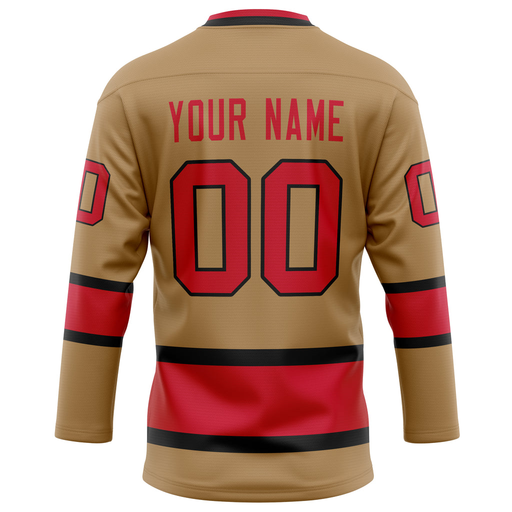 Personalized Old & Gold Red Solid Colour Hockey Jersey