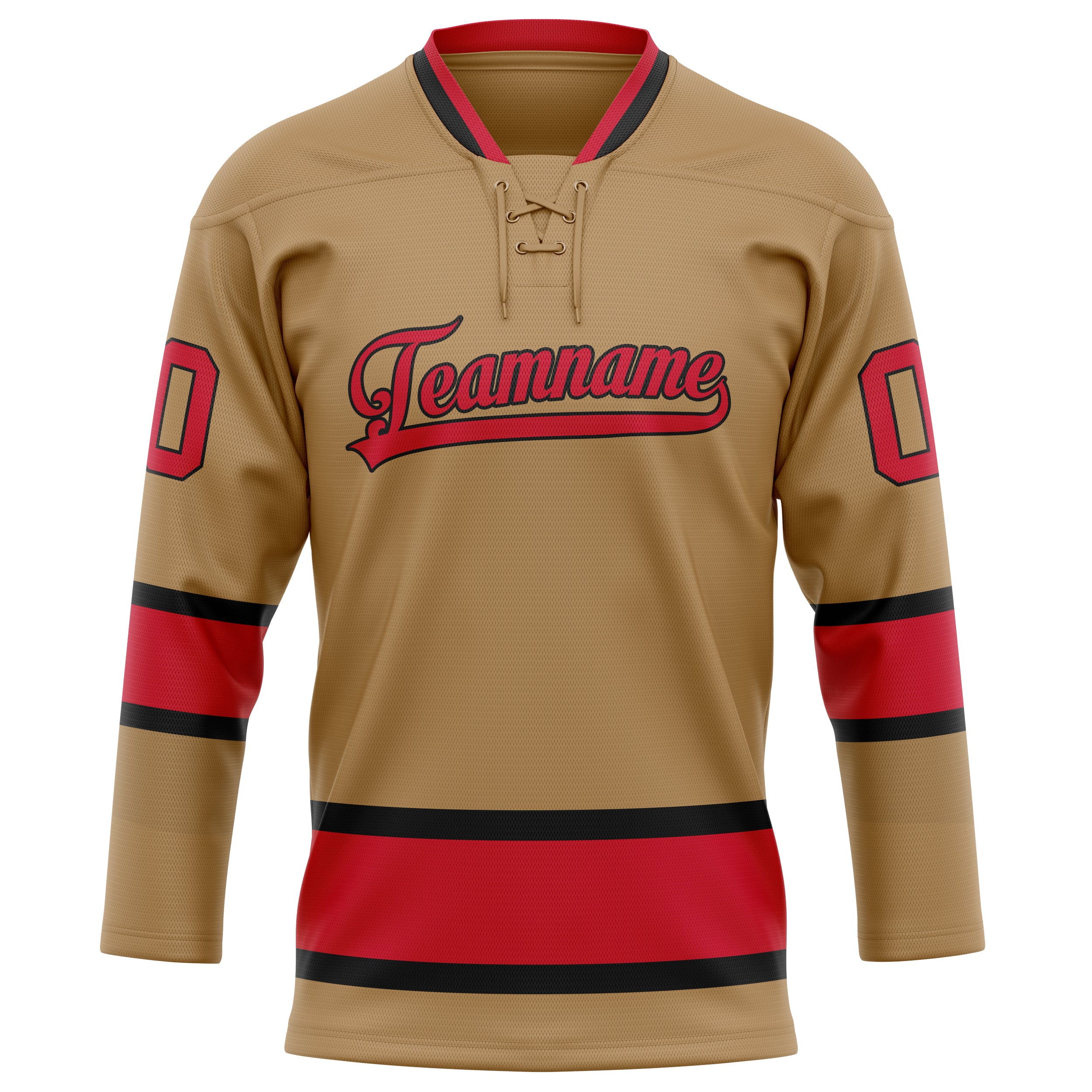 Personalized Old & Gold Red Solid Colour Hockey Jersey