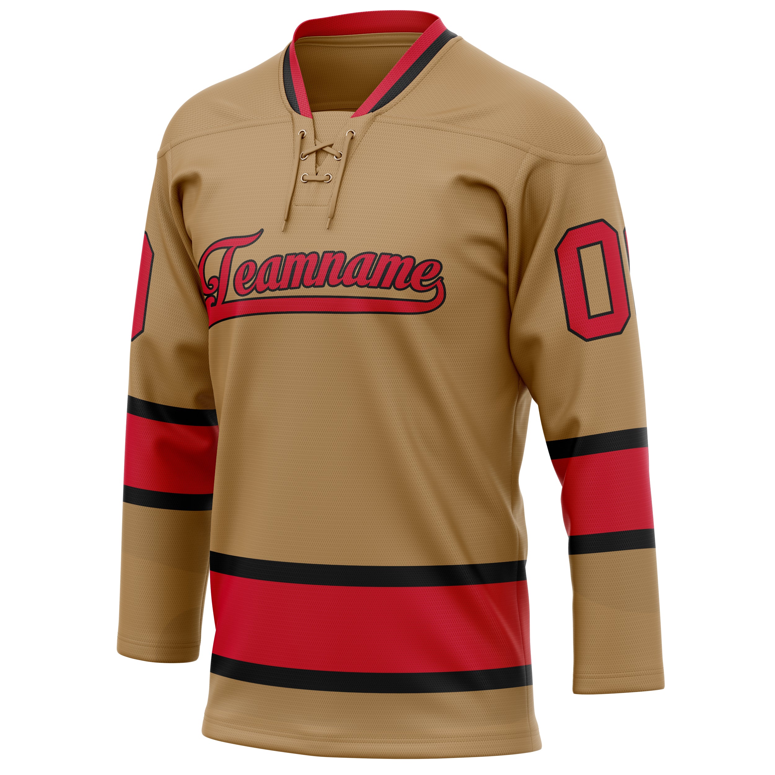 Personalized Old & Gold Red Solid Colour Hockey Jersey