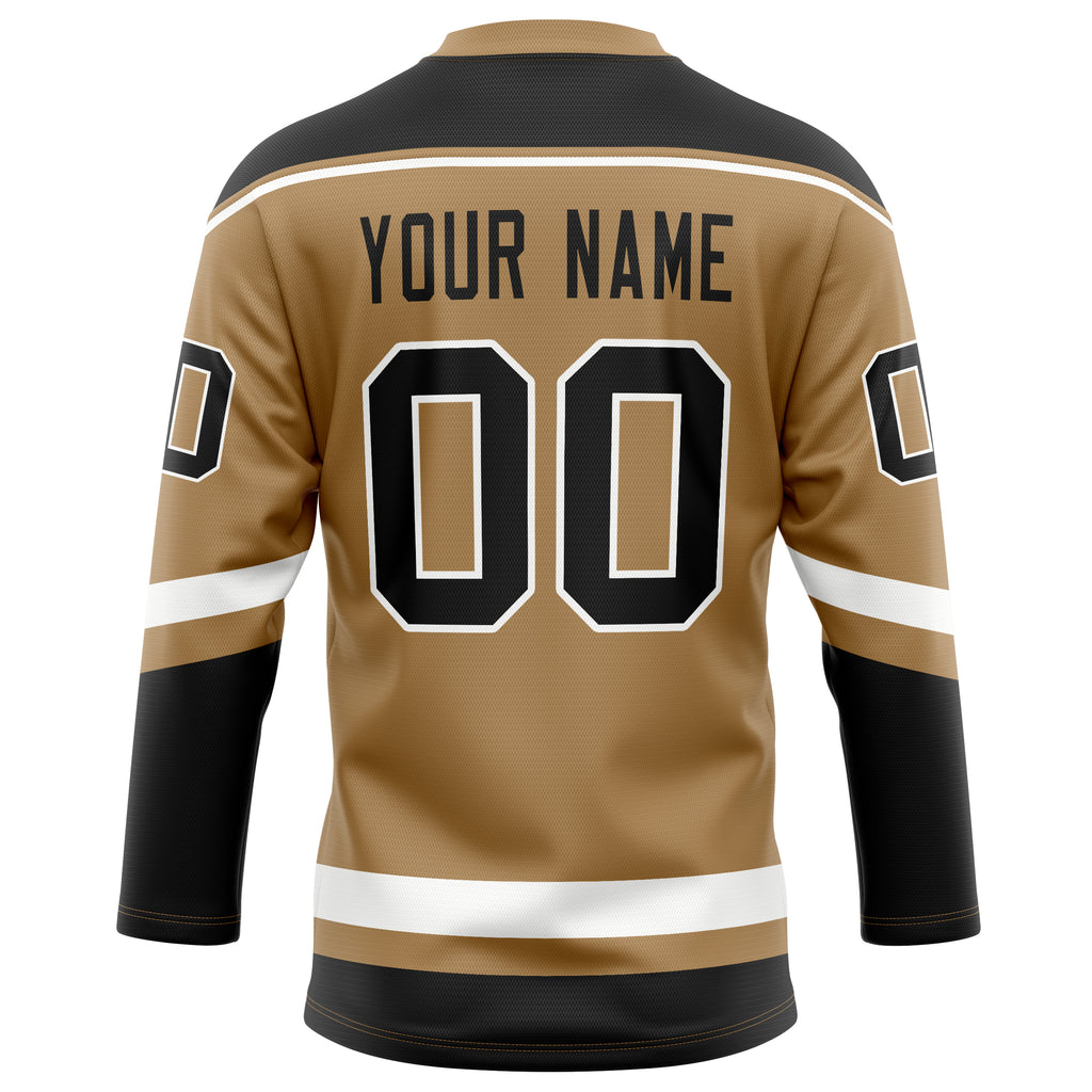 Personalized Old & Gold Black Solid Colour Hockey Jersey