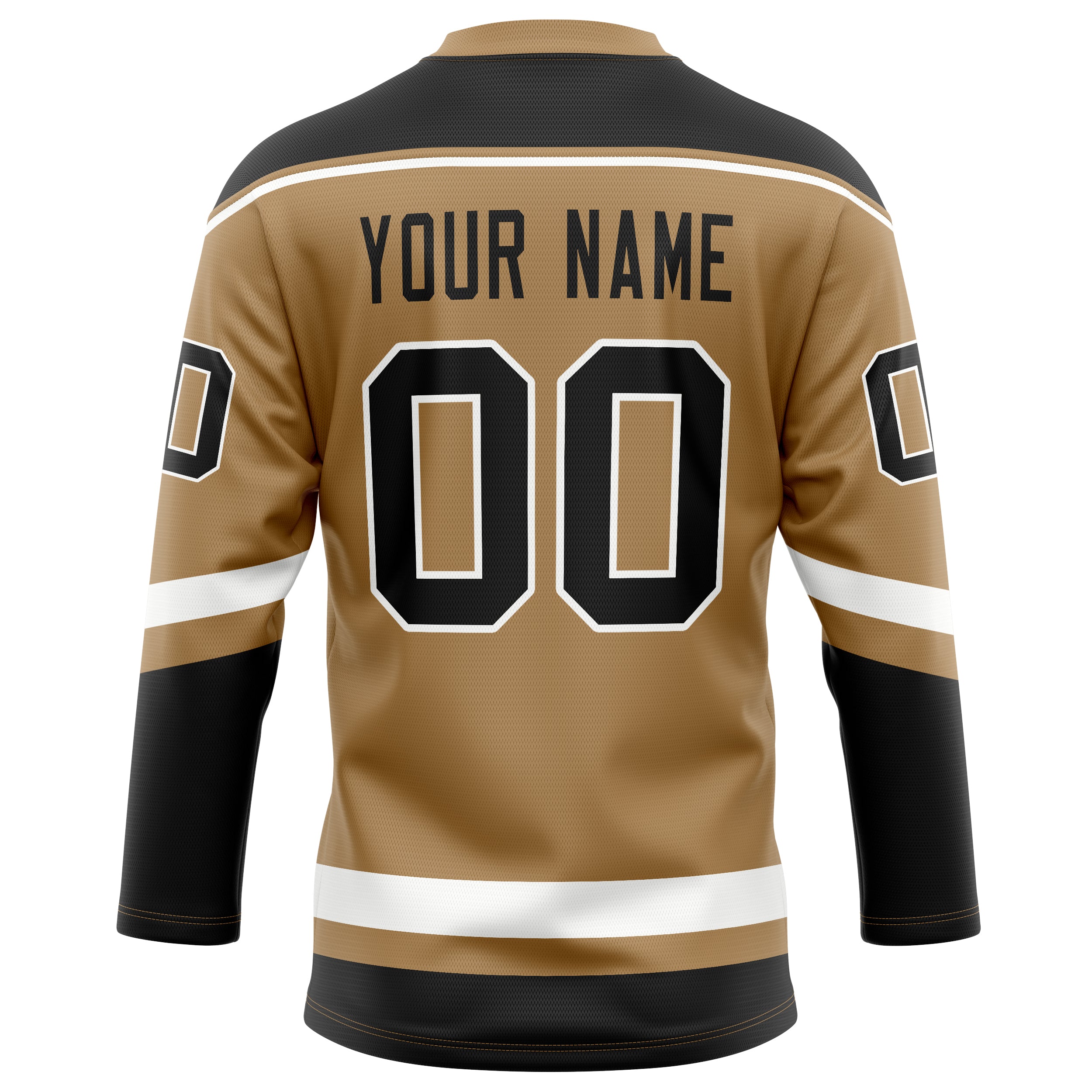 Personalized Old & Gold Black Solid Colour Hockey Jersey