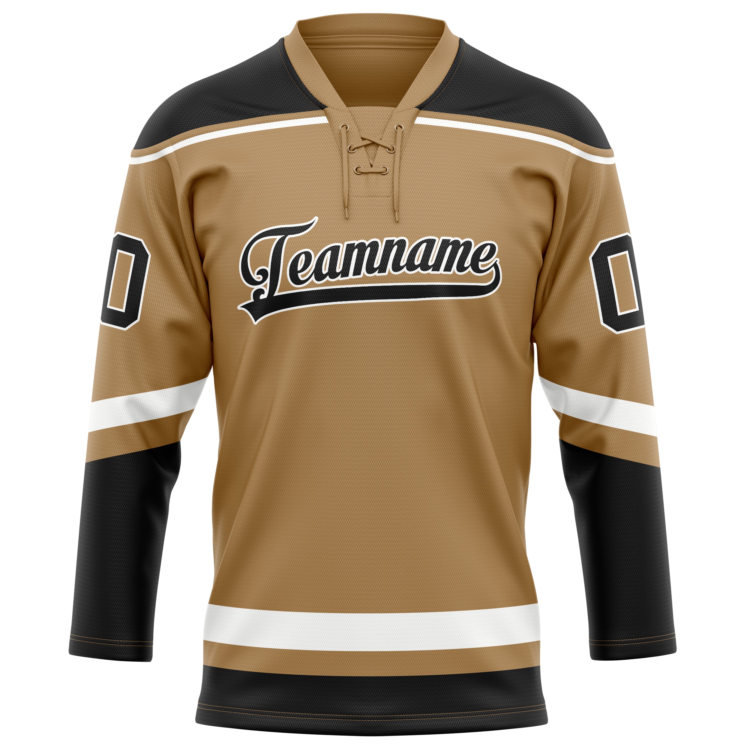Personalized Old & Gold Black Solid Colour Hockey Jersey