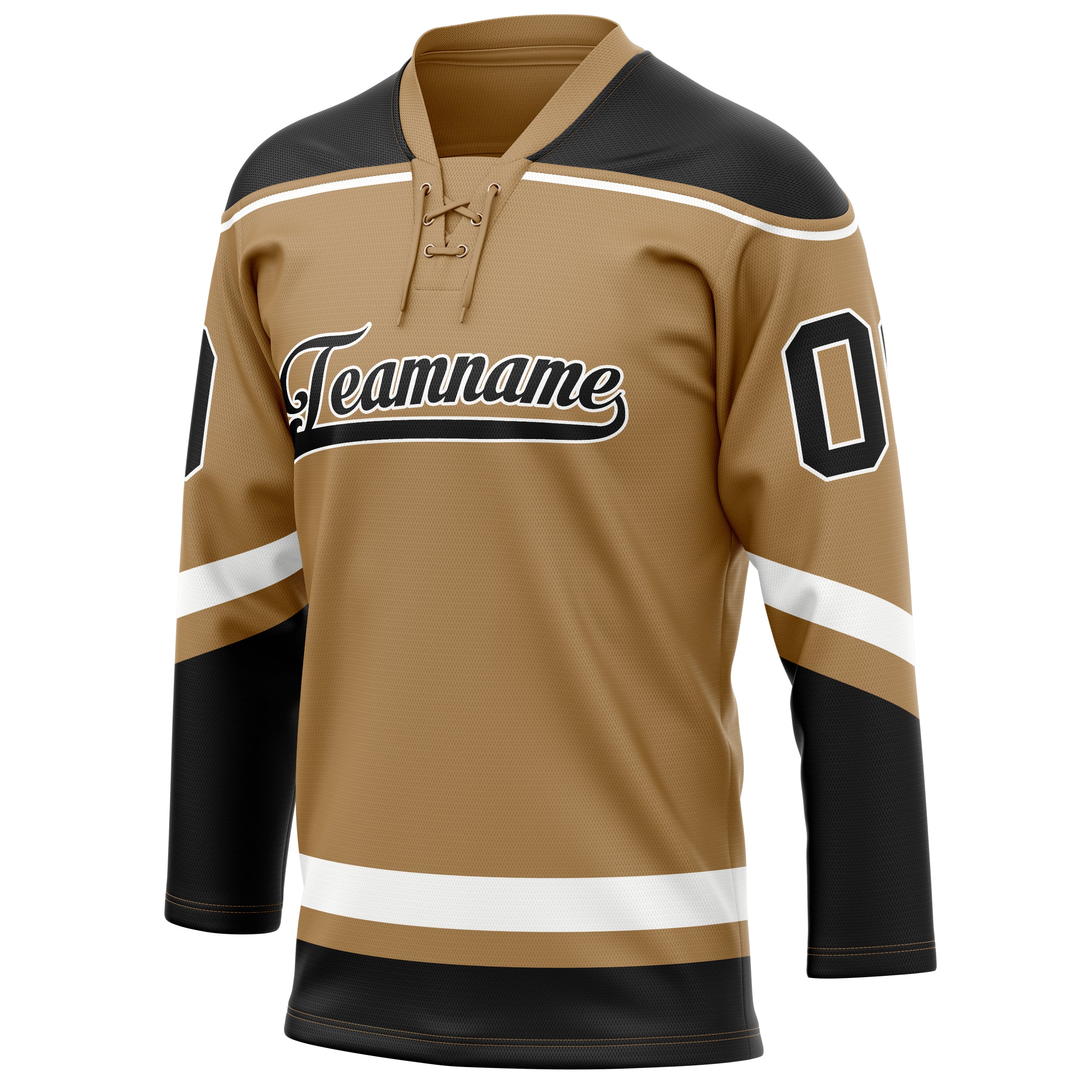 Personalized Old & Gold Black Solid Colour Hockey Jersey