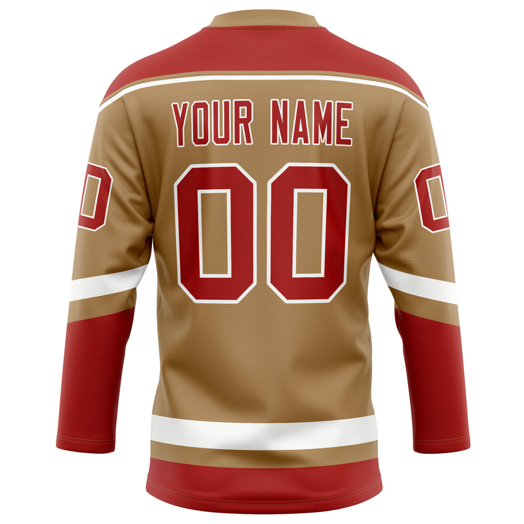 Personalized Old & Gold Red Solid Colour Hockey Jersey
