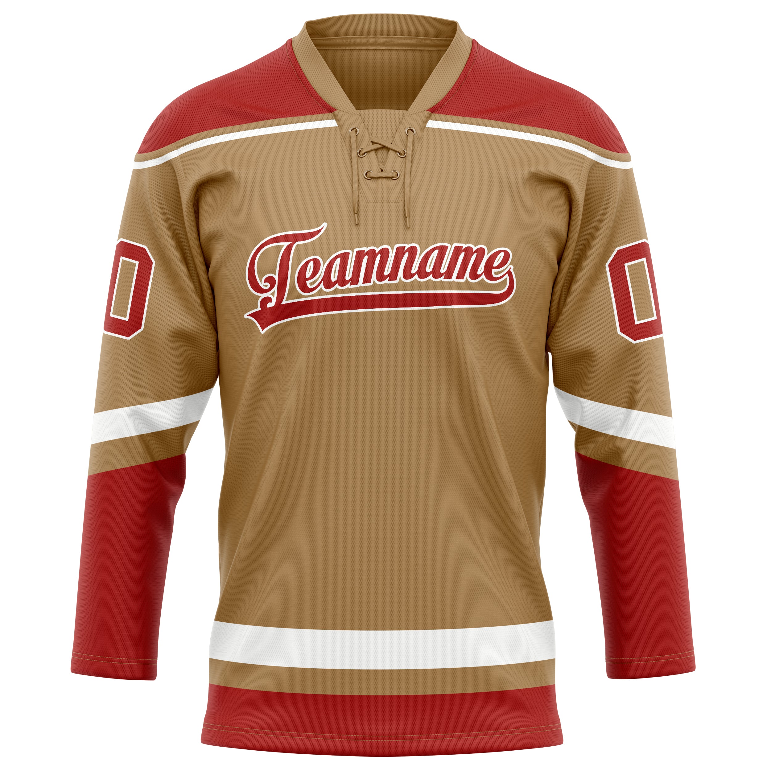 Personalized Old & Gold Red Solid Colour Hockey Jersey