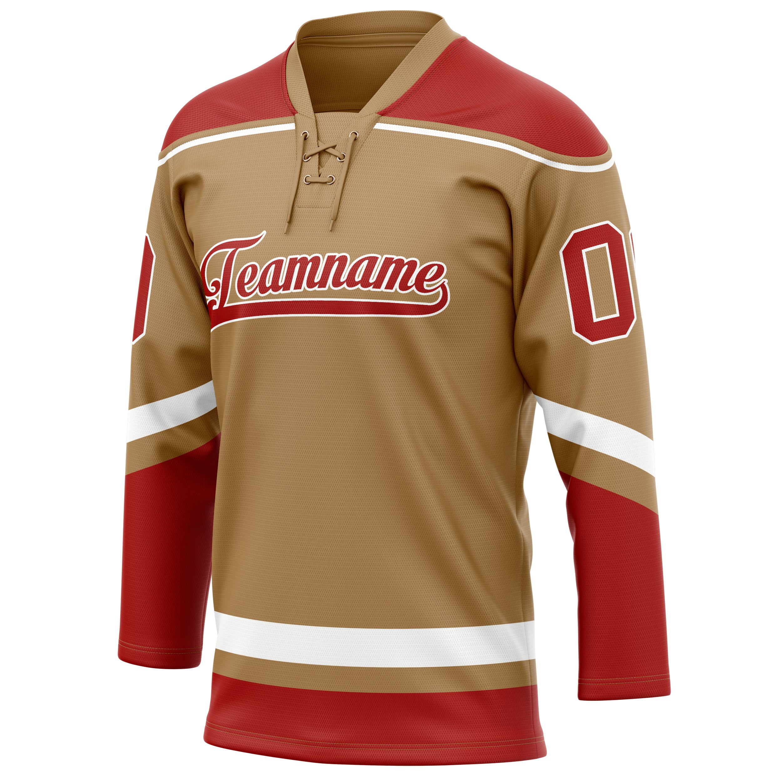 Personalized Old & Gold Red Solid Colour Hockey Jersey