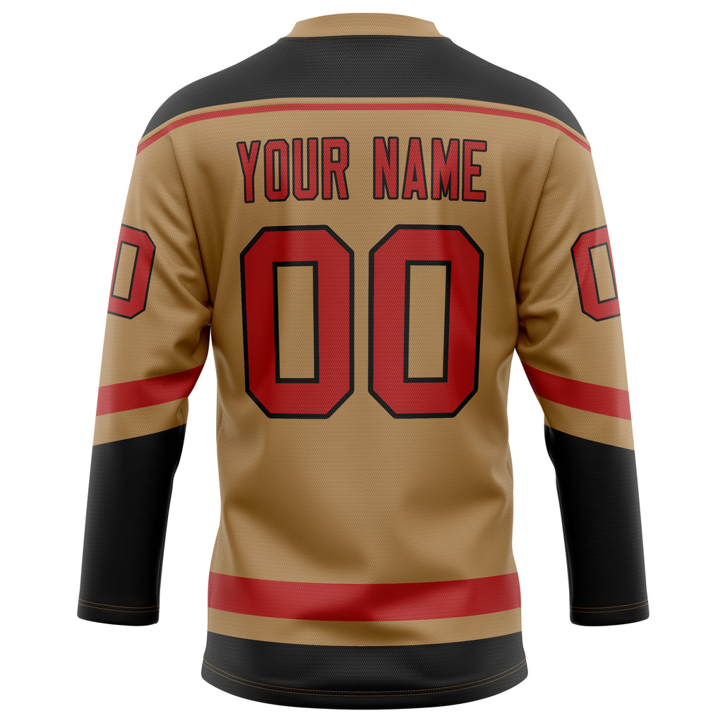 Personalized Old & Gold Black Solid Colour Hockey Jersey