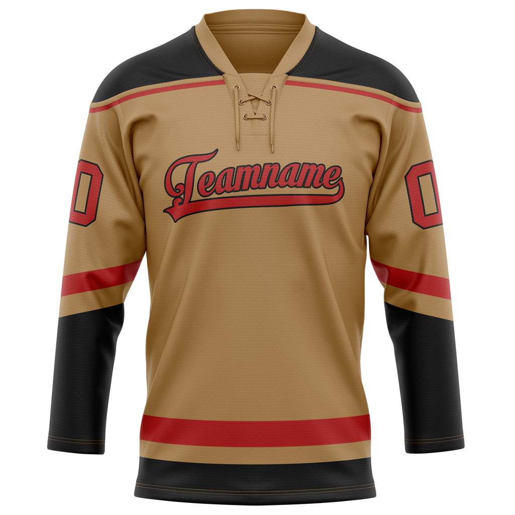 Personalized Old & Gold Black Solid Colour Hockey Jersey