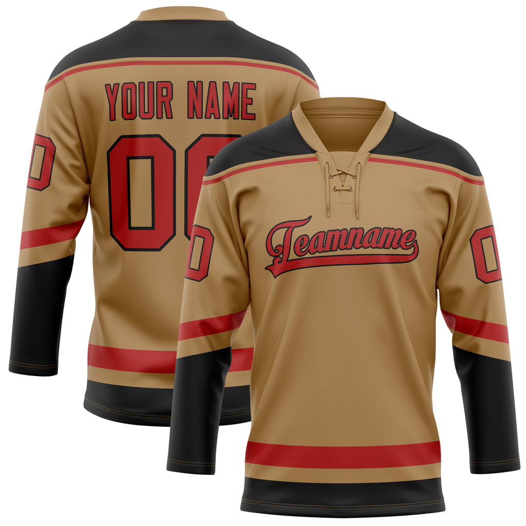 Personalized Old & Gold Black Solid Colour Hockey Jersey