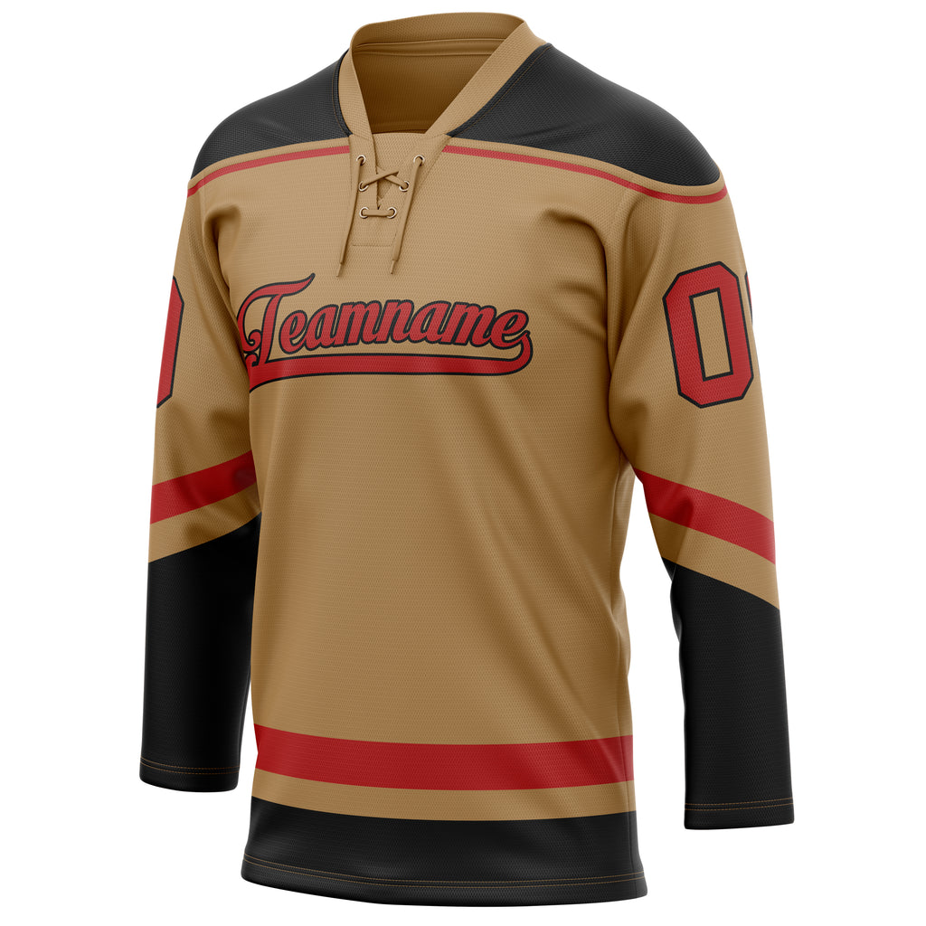 Personalized Old & Gold Black Solid Colour Hockey Jersey