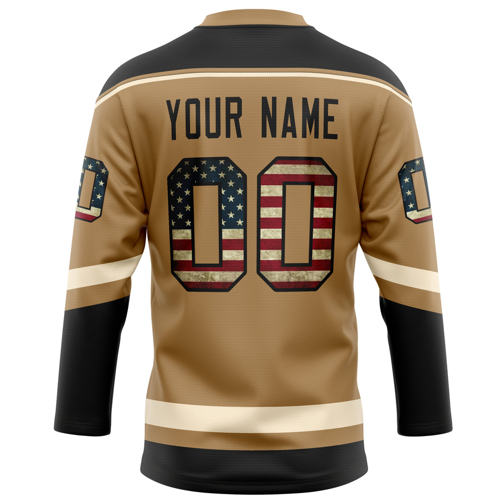Personalized Old & Gold Cream Solid Colour Hockey Jersey