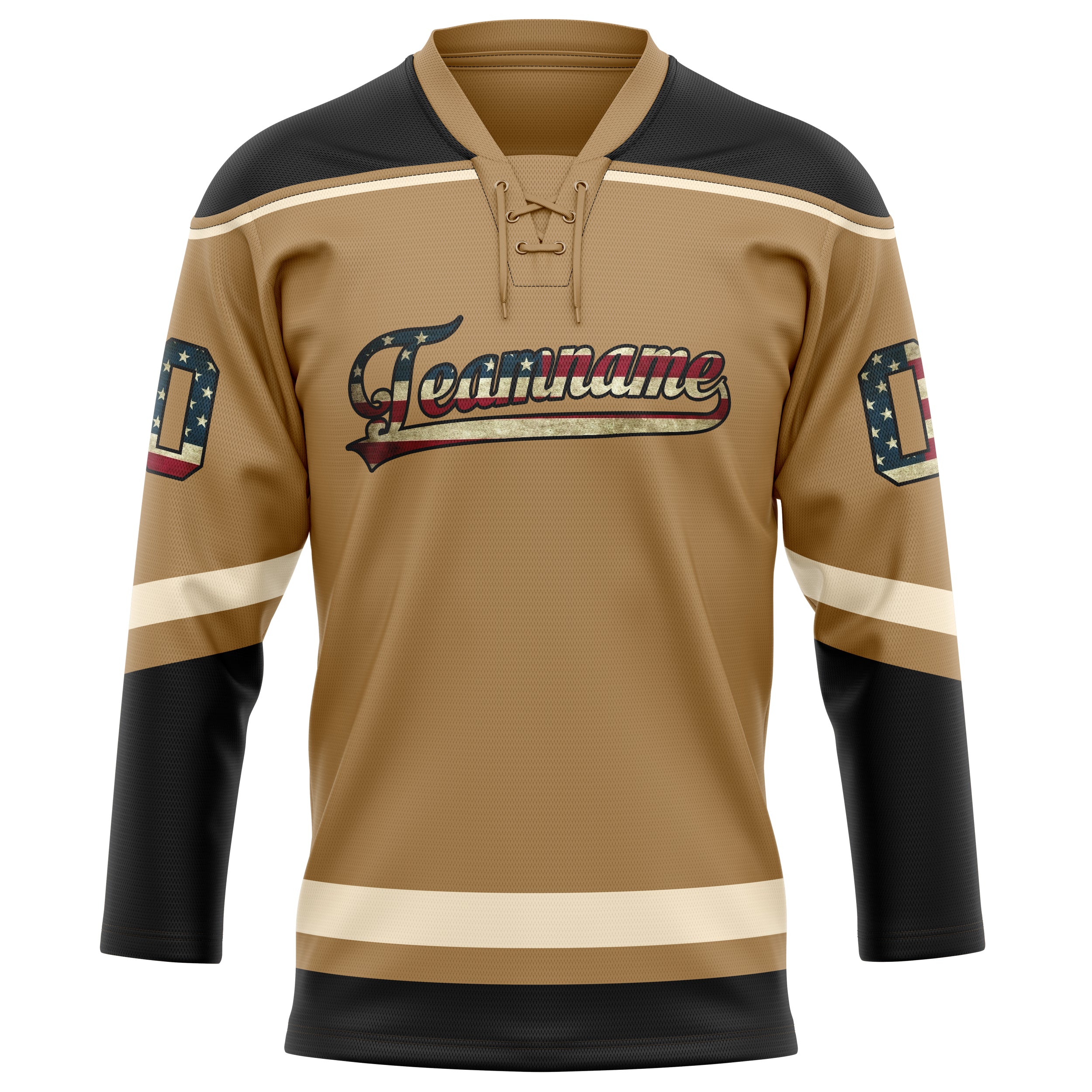 Personalized Old & Gold Cream Solid Colour Hockey Jersey
