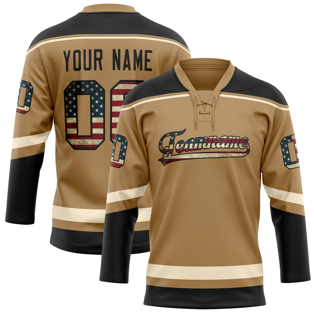 Personalized Old & Gold Cream Solid Colour Hockey Jersey
