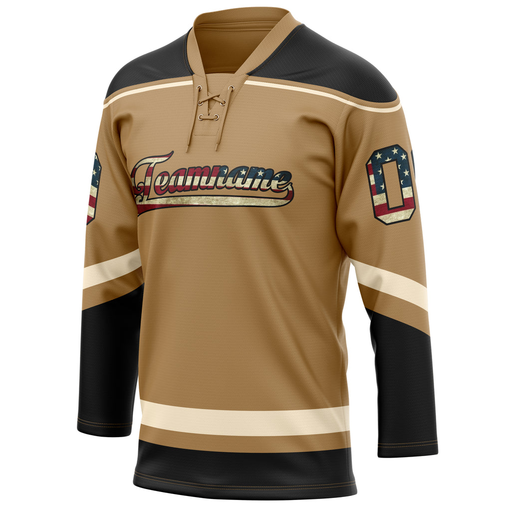 Personalized Old & Gold Cream Solid Colour Hockey Jersey