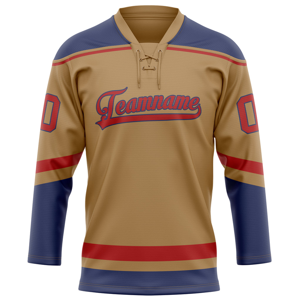 Personalized Old & Gold Navy Solid Colour Hockey Jersey