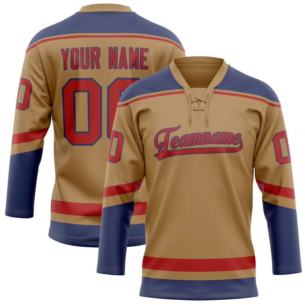 Personalized Old & Gold Navy Solid Colour Hockey Jersey