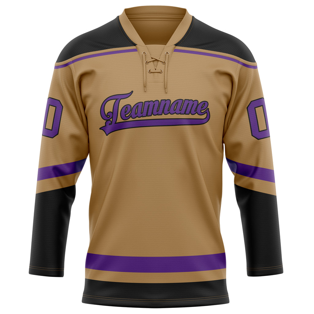 Personalized Old & Gold Purple Solid Colour Hockey Jersey