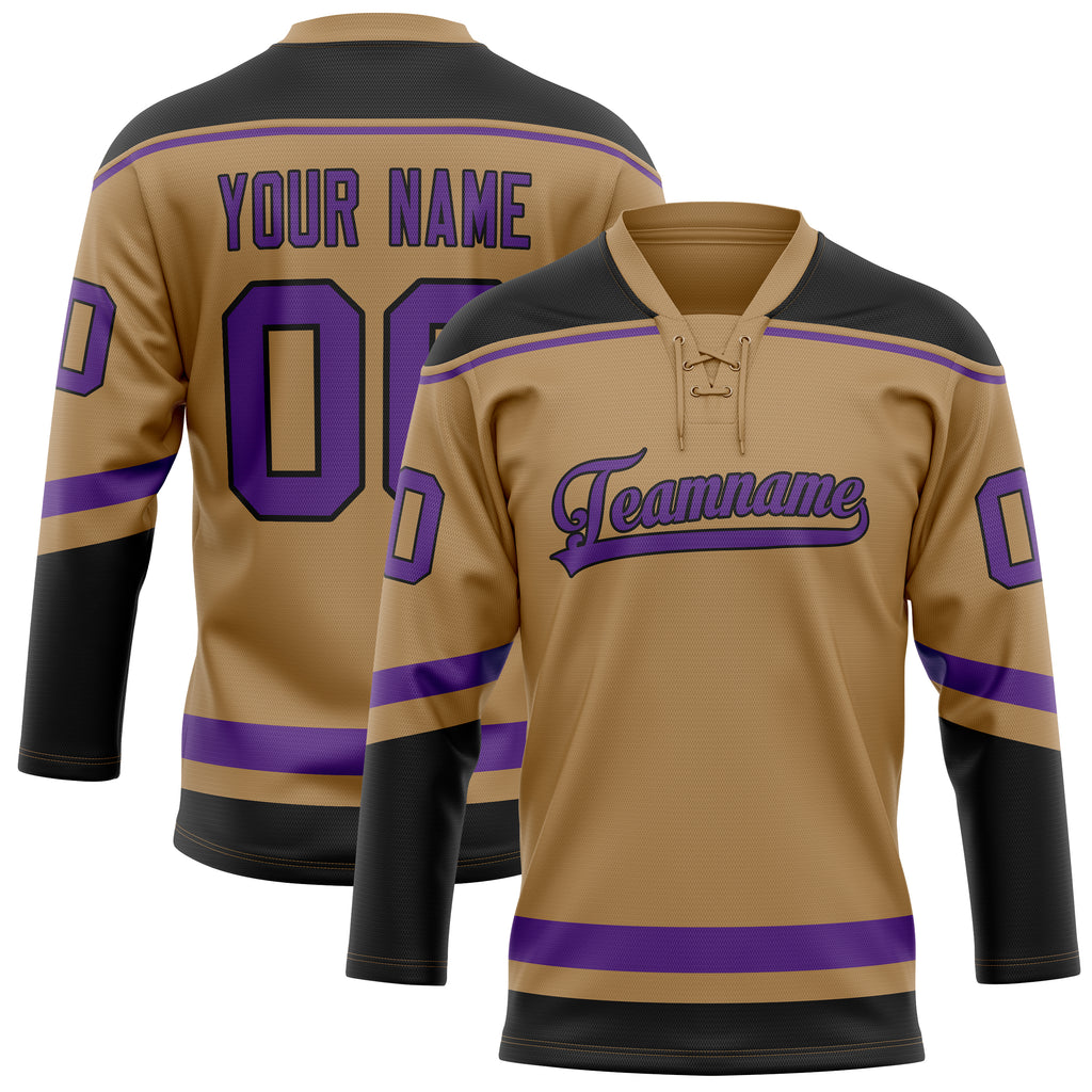 Personalized Old & Gold Purple Solid Colour Hockey Jersey