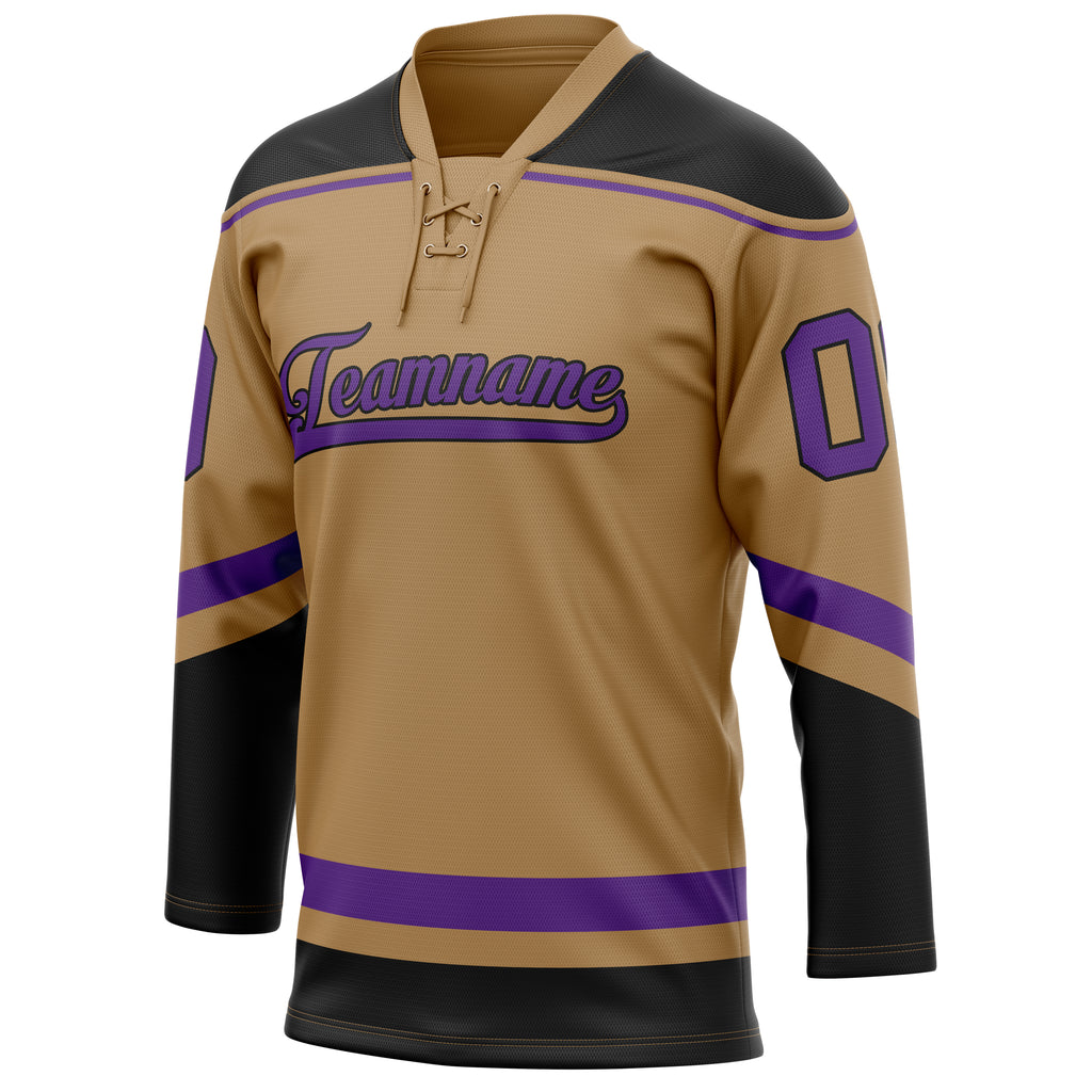 Personalized Old & Gold Purple Solid Colour Hockey Jersey
