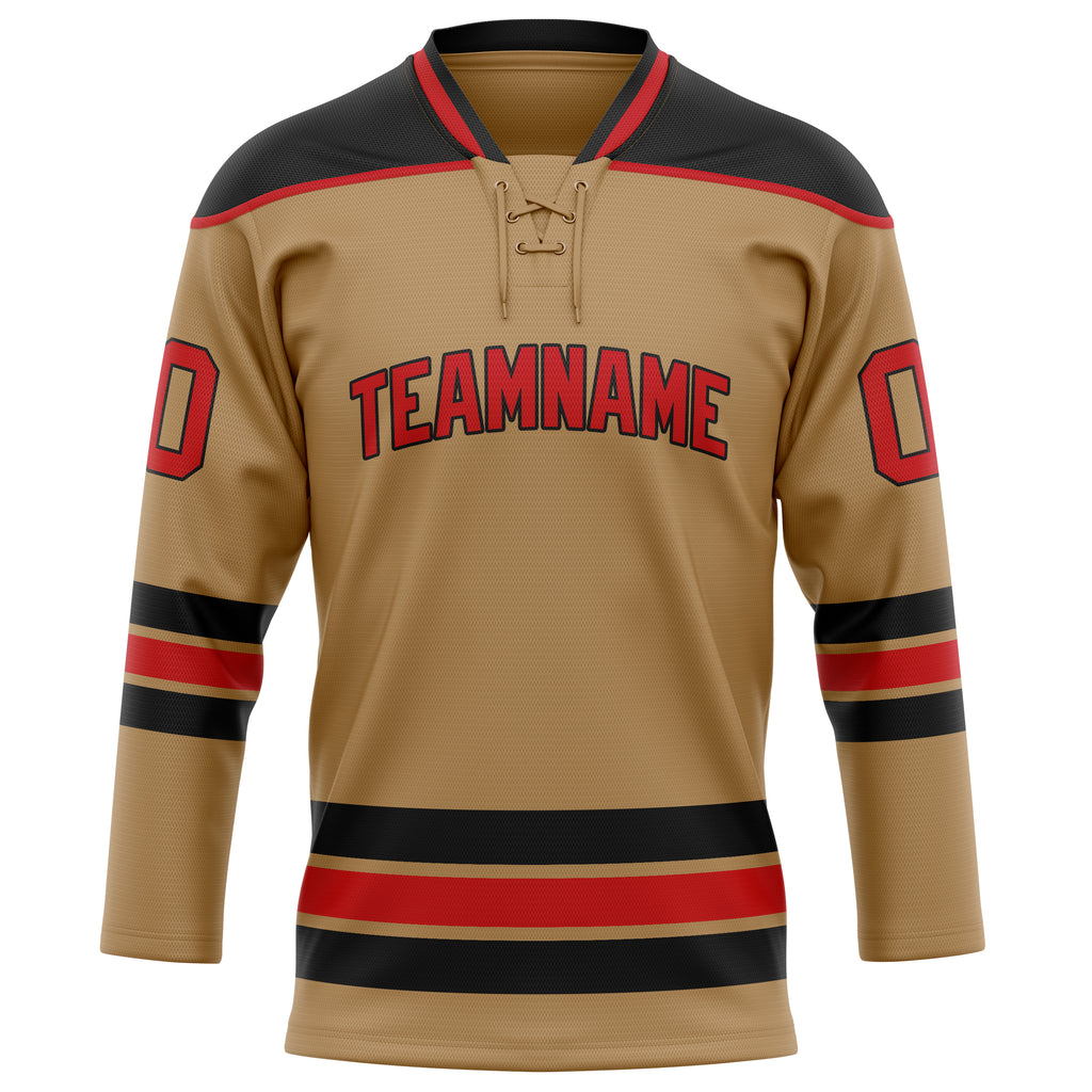 Personalized Old & Gold Red Solid Colour Hockey Jersey