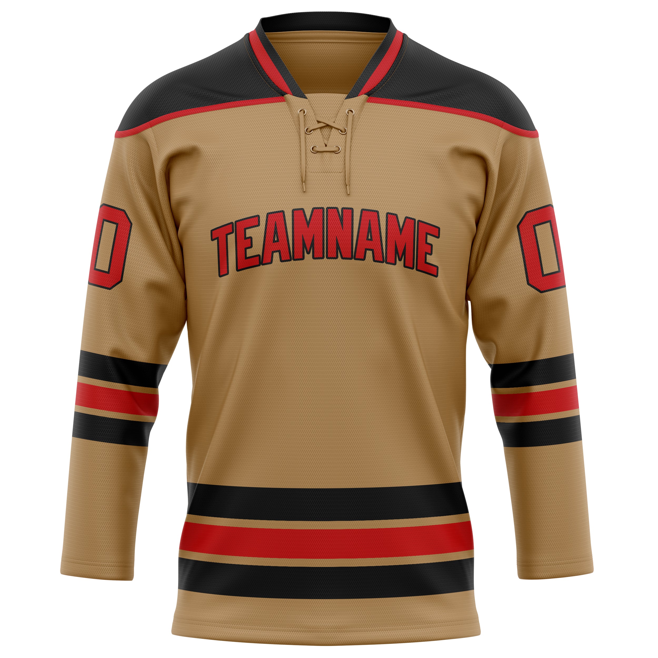 Personalized Old & Gold Red Solid Colour Hockey Jersey