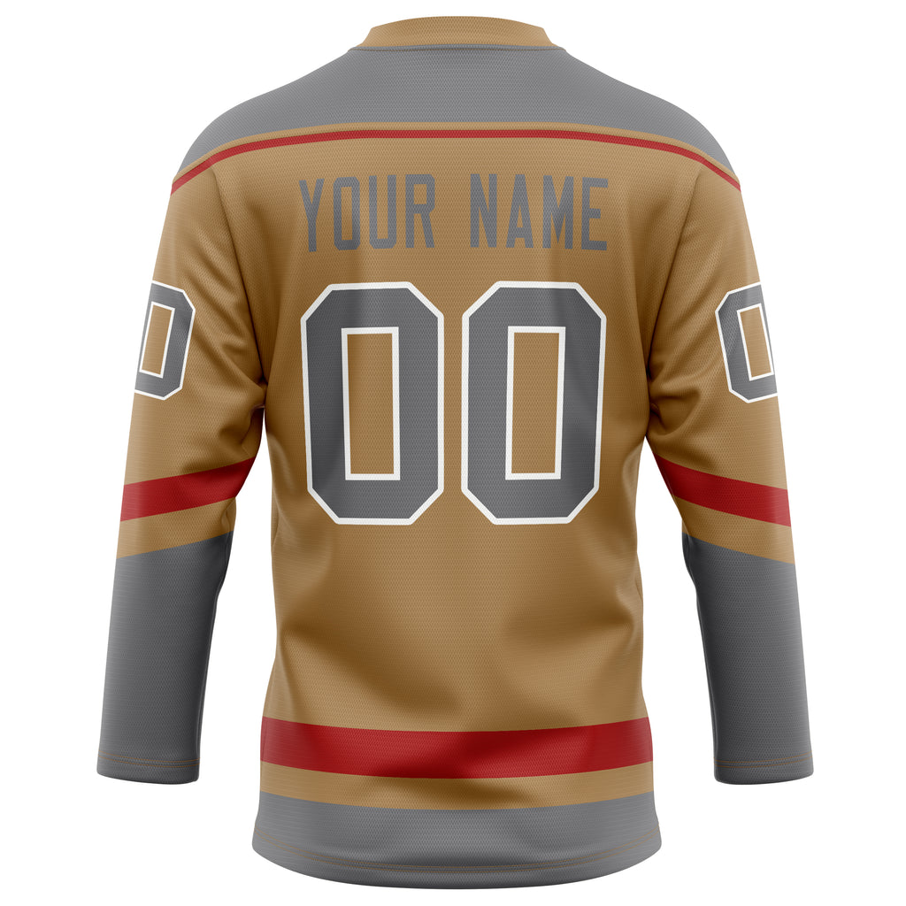Personalized Old & Gold Gray Solid Colour Hockey Jersey