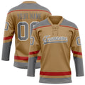 Personalized Old & Gold Gray Solid Colour Hockey Jersey