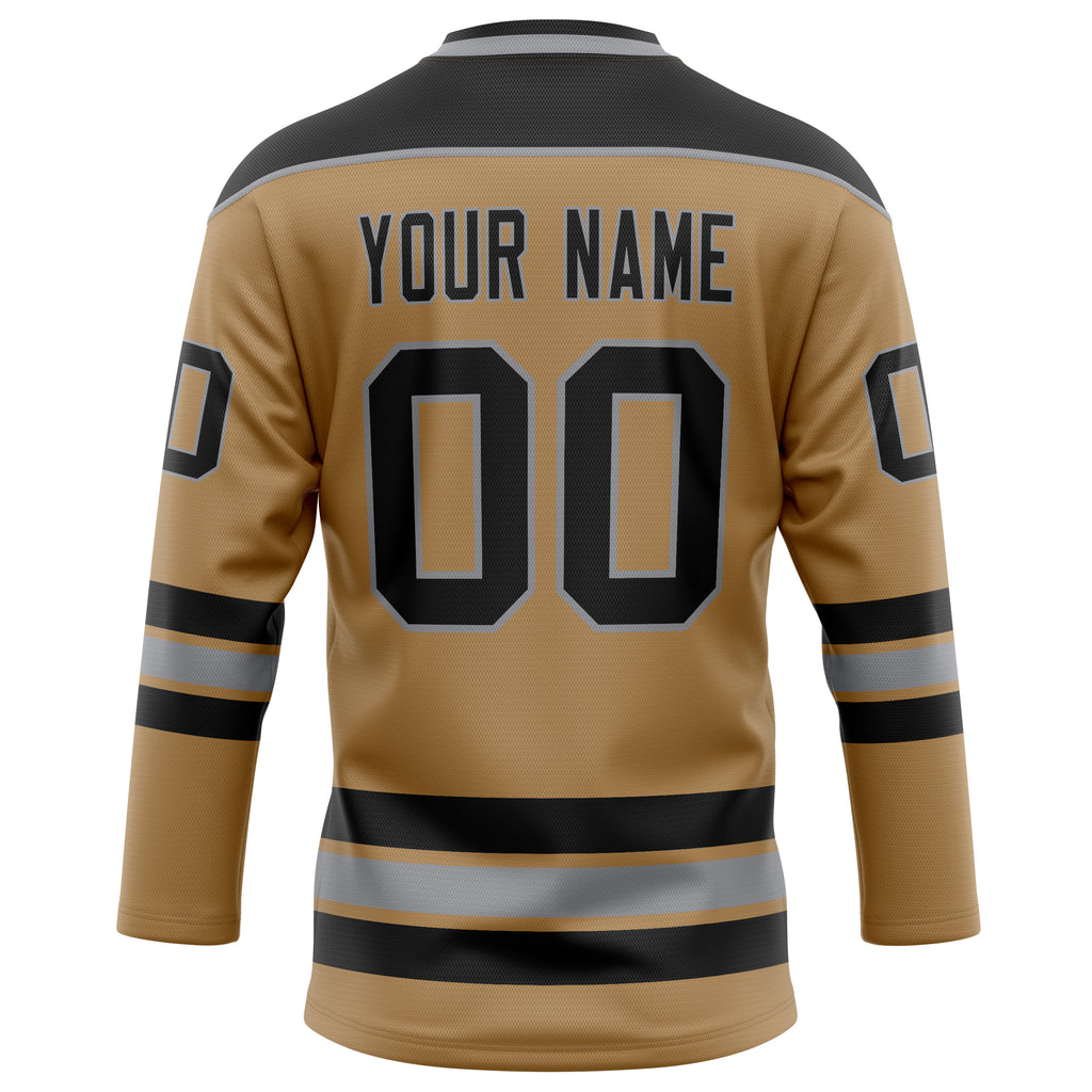 Personalized Old & Gold Black Solid Colour Hockey Jersey