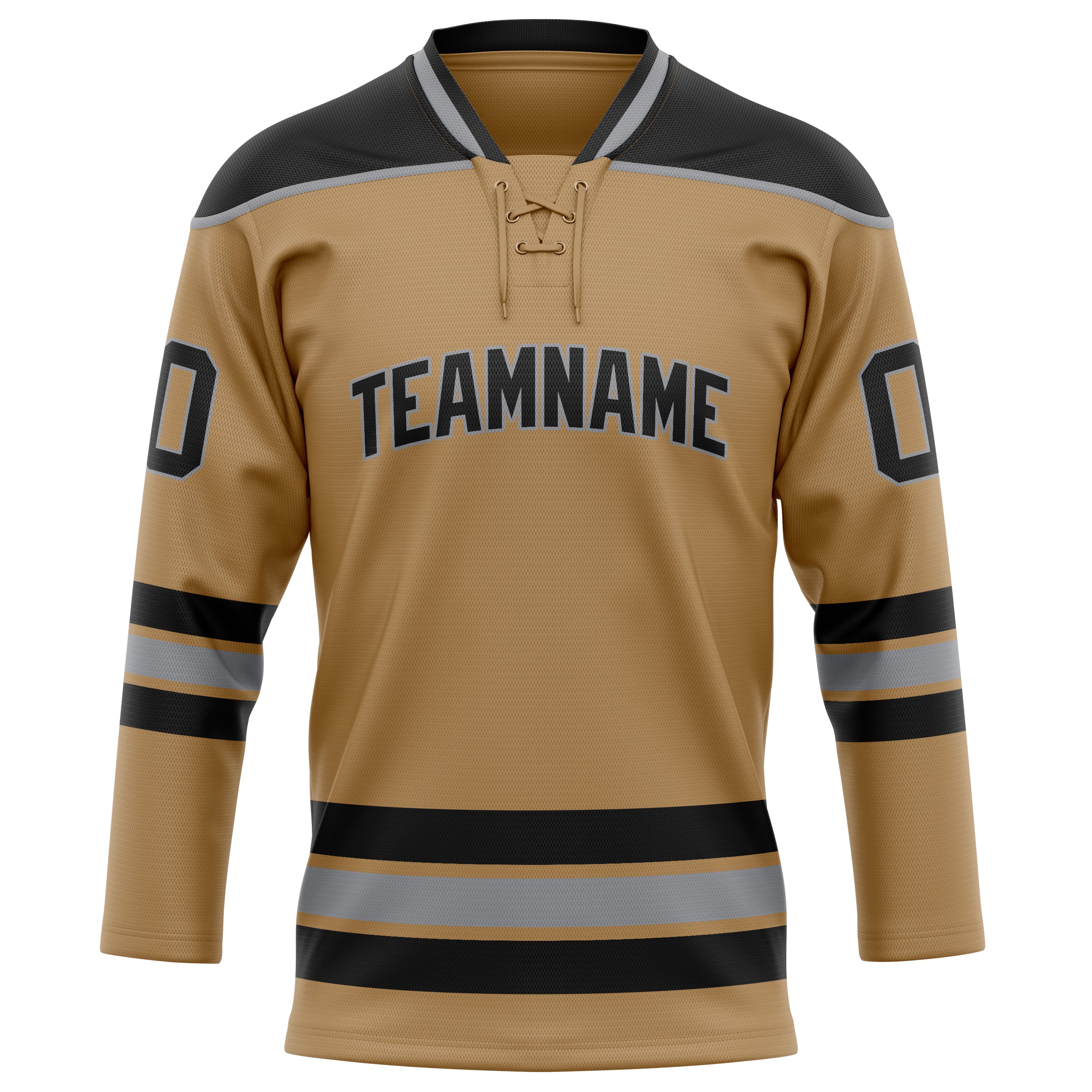 Personalized Old & Gold Black Solid Colour Hockey Jersey
