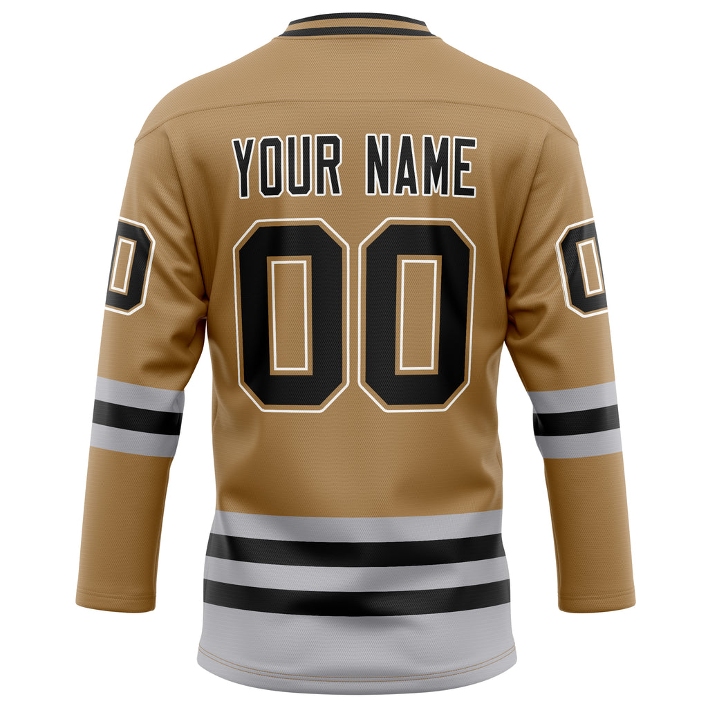 Personalized Old & Gold Black Solid Colour Hockey Jersey