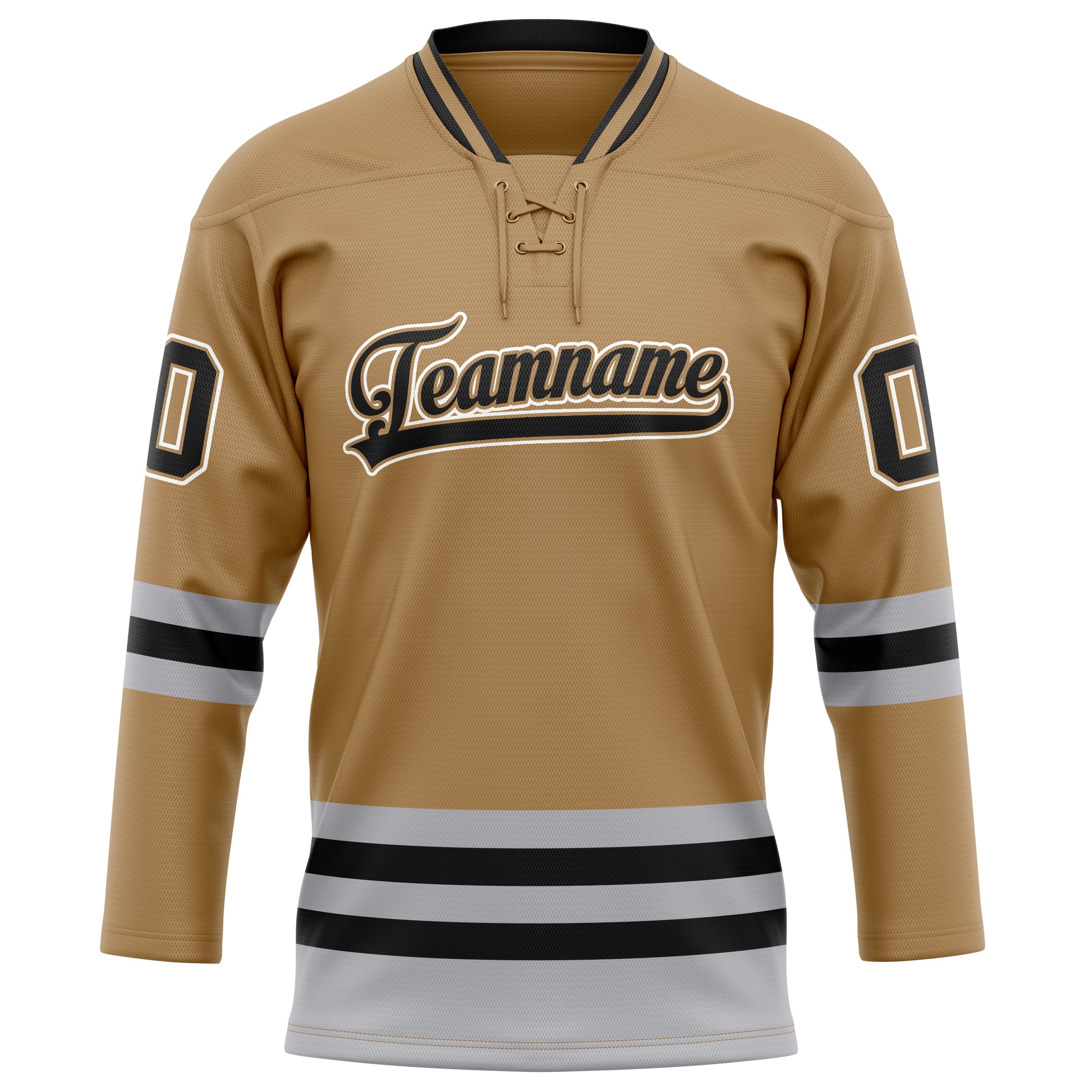 Personalized Old & Gold Black Solid Colour Hockey Jersey