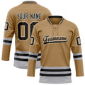 Personalized Old & Gold Black Solid Colour Hockey Jersey