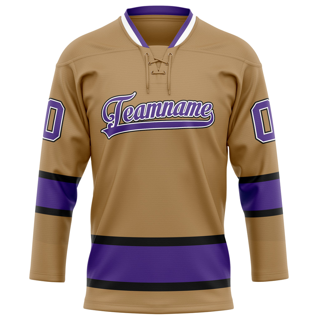 Personalized Old & Gold Purple Solid Colour Hockey Jersey