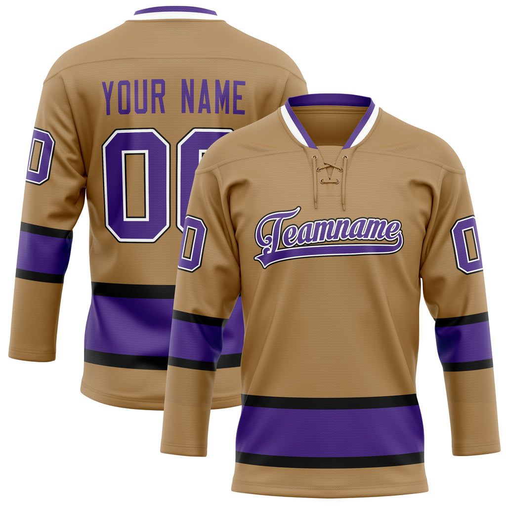 Personalized Old & Gold Purple Solid Colour Hockey Jersey