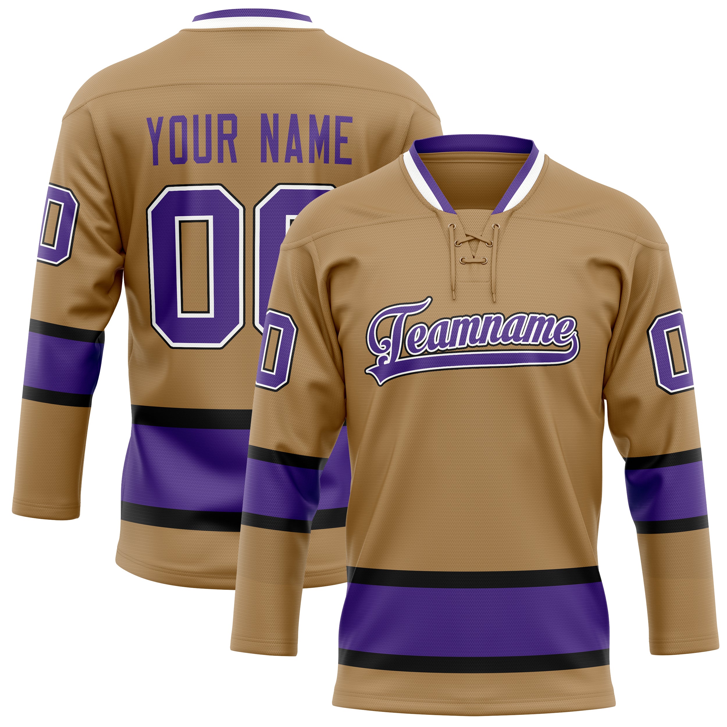 Personalized Old & Gold Purple Solid Colour Hockey Jersey