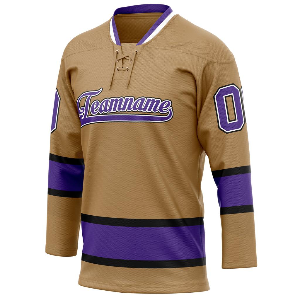 Personalized Old & Gold Purple Solid Colour Hockey Jersey