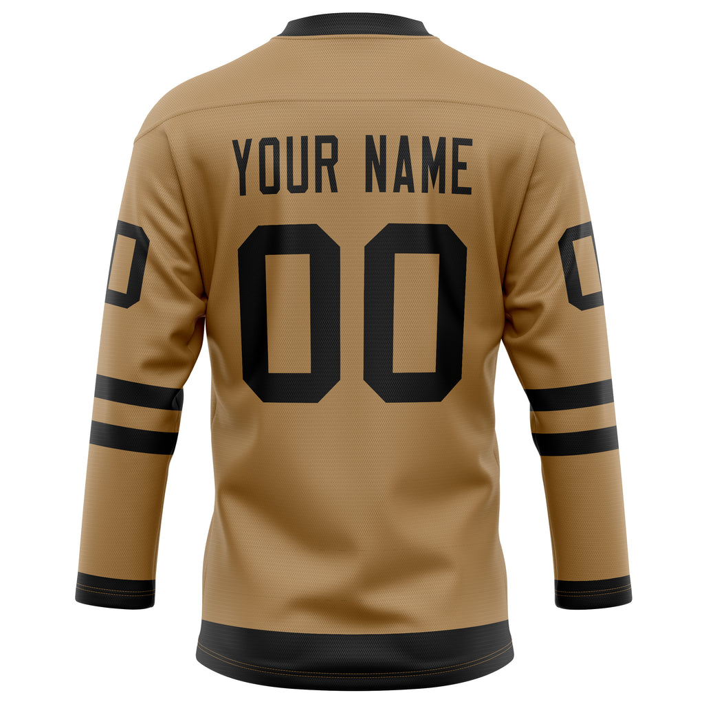 Personalized Old & Gold Black Solid Colour Hockey Jersey
