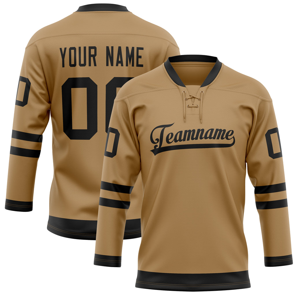 Personalized Old & Gold Black Solid Colour Hockey Jersey